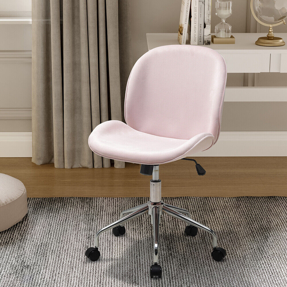 Pink Velvet Swivel Computer Desk Office Chair