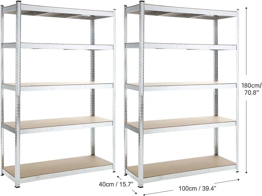 5 Tiers Metal Shelving Units Warehouse Racking Shelf Heavy Duty Steel 175kgs Per Bay 180X100X40CM