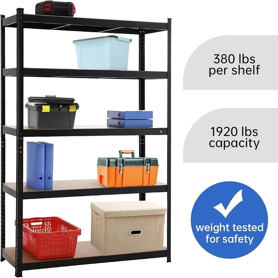 Warehouse 5 Tier Racking Shelf Heavy Duty Steel Garage Shelving Unit Garden Shed Shelving, 180x120x45cm