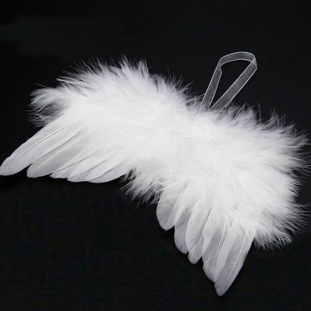 5x White Angel Wings Christmas Feather Baubles XMAS Tree Hanging Ornament Decor