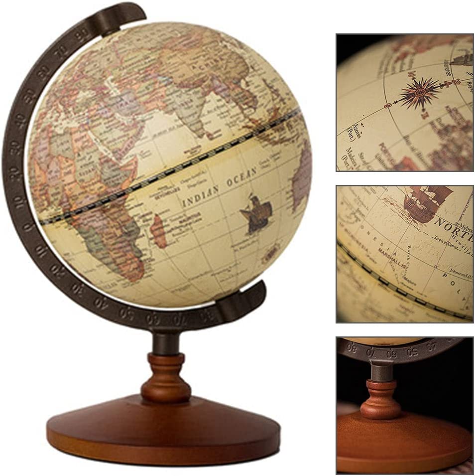 Antique Geographic Globes with A Wood Base