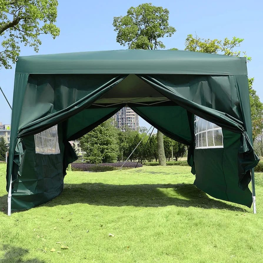 3 x 3 m Garden Pop Up Gazebo, Wedding Party Tent Marquee, Water Resistant Awning Canopy || Green and white