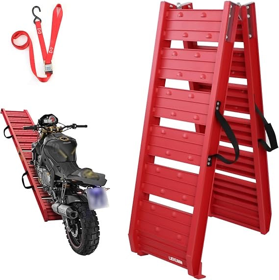 Aluminum Loading Ramp 182.5cm, Motorbike Loading Ramp for ATV, Motorcycle, Truck, Scooter, 250kg Capacity, Red