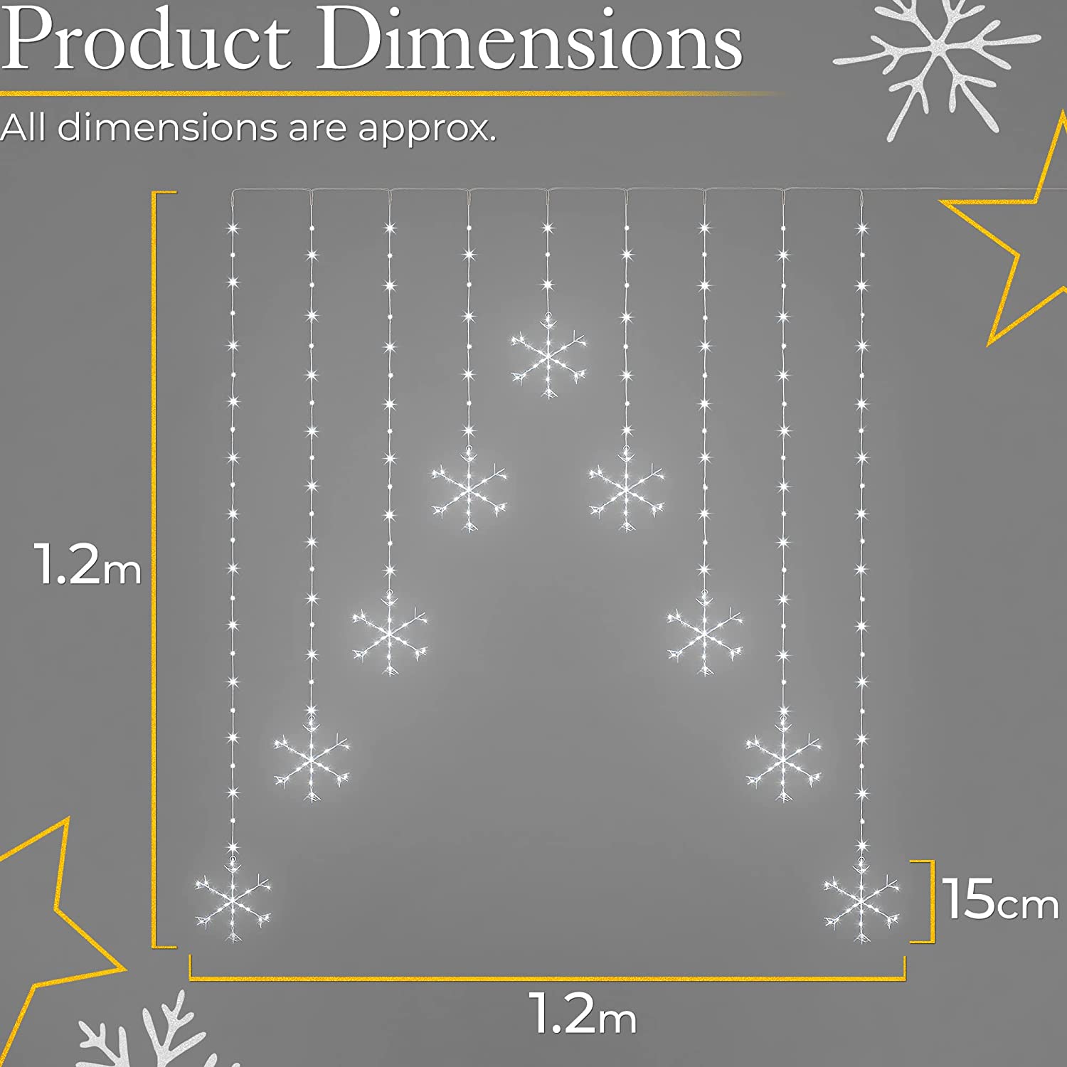 Christmas Curtain String Lights, Light Up Micro LED Snowflake Window Decoration