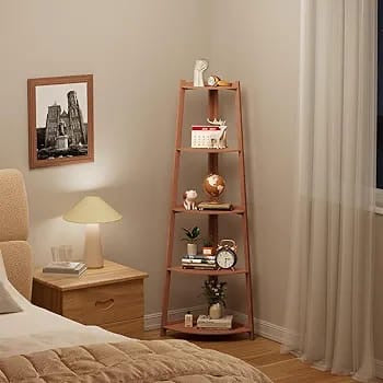 Corner Shelf 5 Tier ladder shelving unit Multi-Purpose Storage Shelving Unit Bookshelf Plant Stand for Living Room