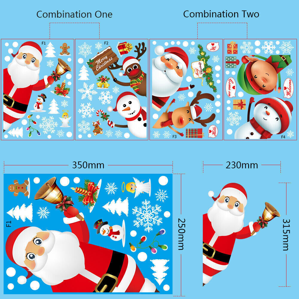 Christmas Santa Removable Window Stickers Xmas Art Decal Wall Home Shop Decor UK