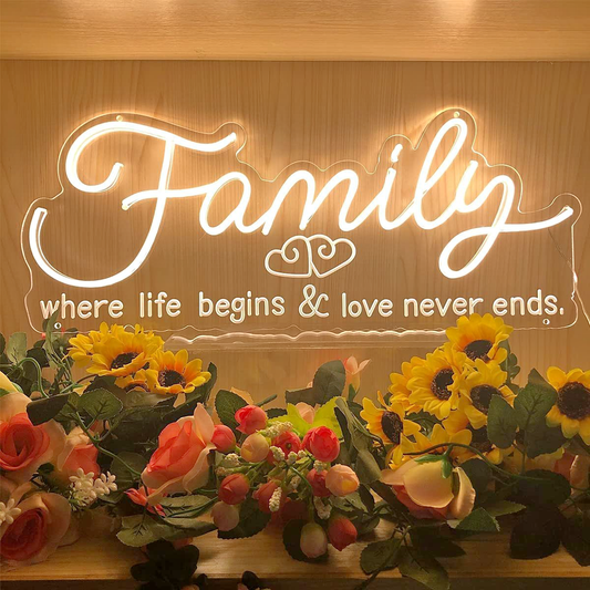 Neon Family Sign Wall mounted