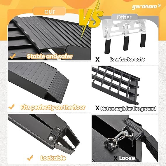 Anti-slip Loading Ramp, gardhom 203x28cm ATV Motorcycles Loading Ramp with 340KG/Pack Loading Capacity