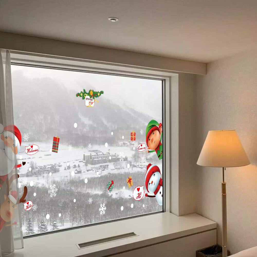 Christmas Santa Removable Window Stickers Xmas Art Decal Wall Home Shop Decor UK