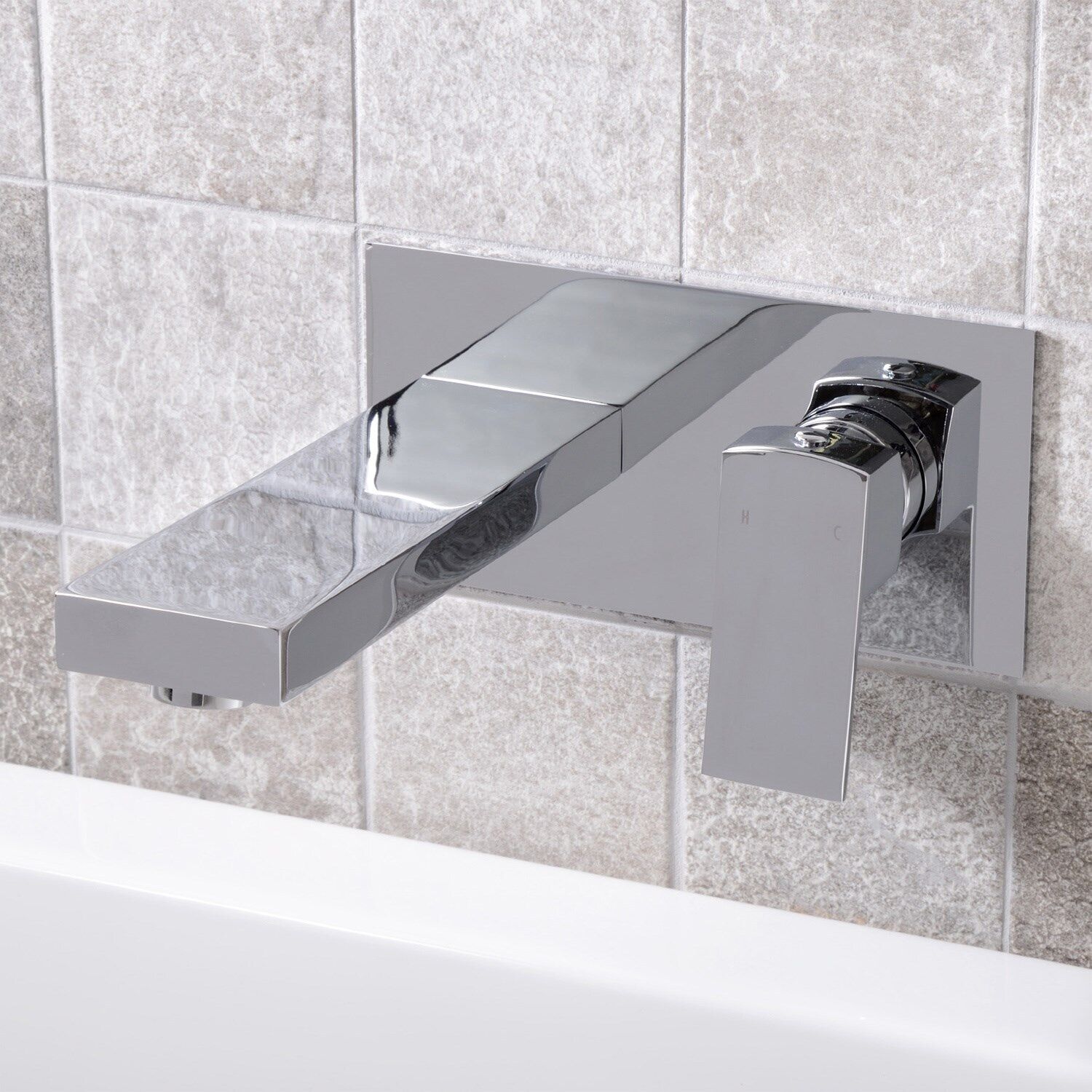 Wall Mounted Bath Filler Tap Square Single Lever Solid Brass Bathroom Faucet