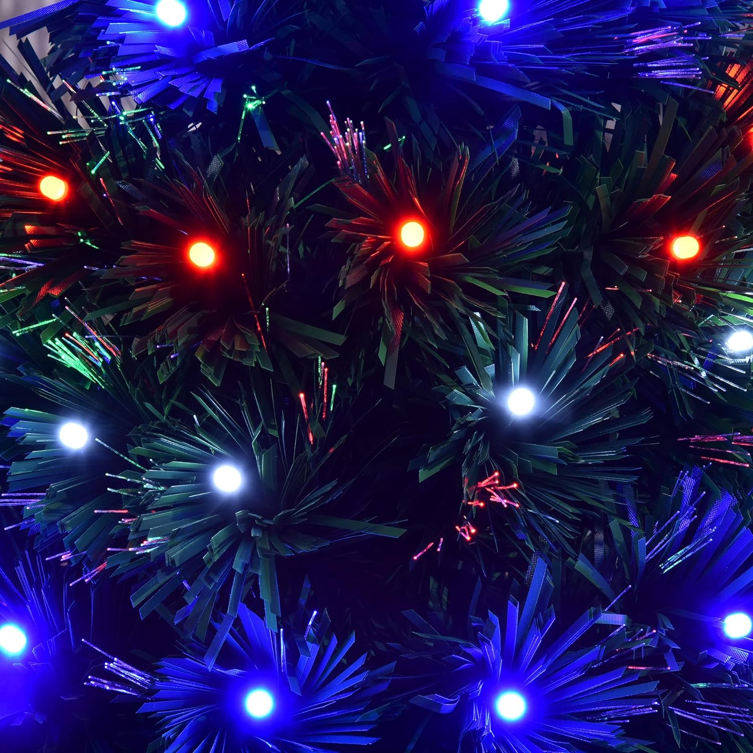 3 Feet Prelit Artificial Christmas Tree with Multi-Coloured Fiber Optic LED Light, Holiday Home Xmas Decoration, Green