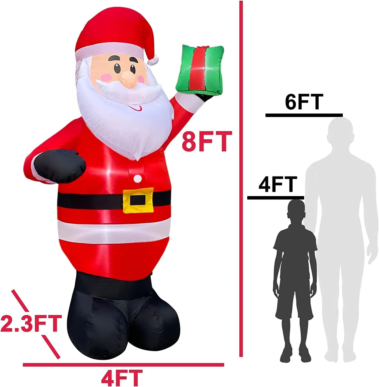 8 Ft Giant Christmas Inflatable Santa Claus Outdoor Decoration