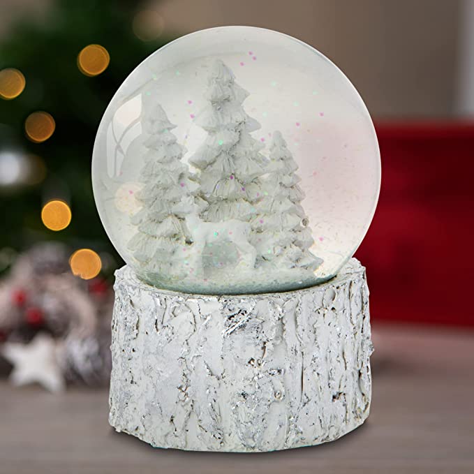 Christmas Musical Snow Globe - Wind Up & Play - Traditional Festive Decoration - Large 14cm