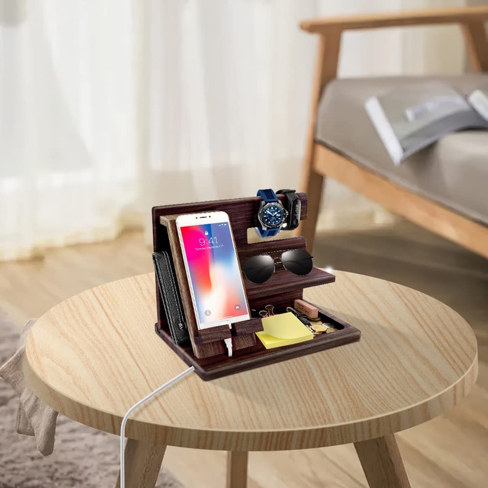 Premium Wooden Docking Station Organisation Nightstand