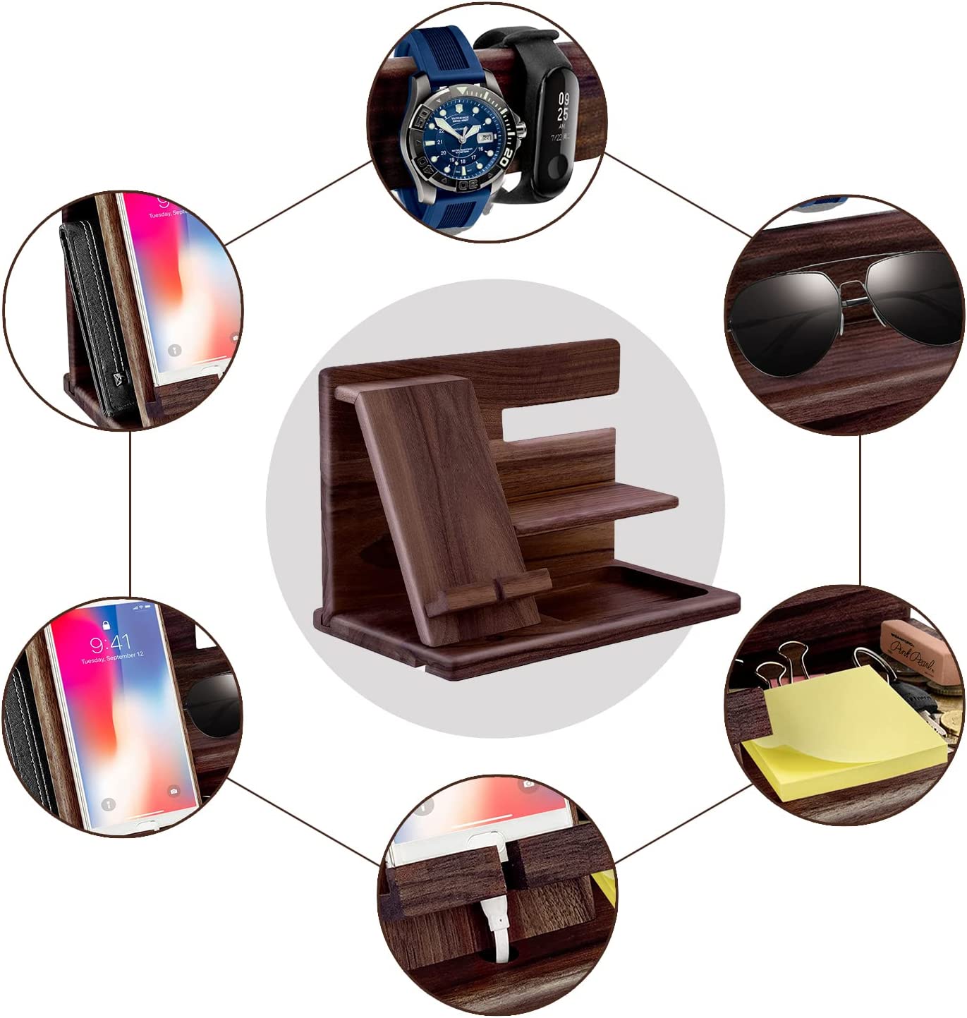 Premium Wooden Docking Station Organisation Nightstand