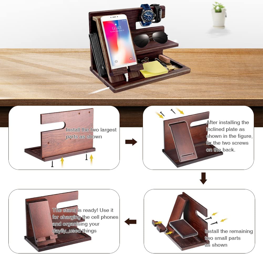 Premium Wooden Docking Station Organisation Nightstand