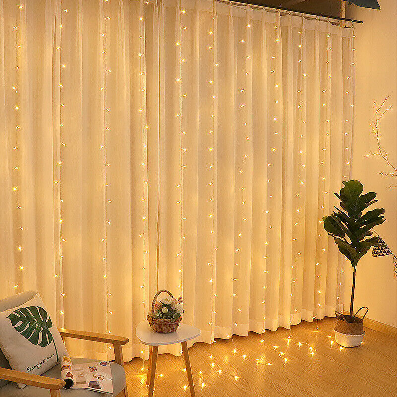 300 LED Curtain Fairy Lights String Indoor/Outdoor Backdrop Wedding Xmas Party