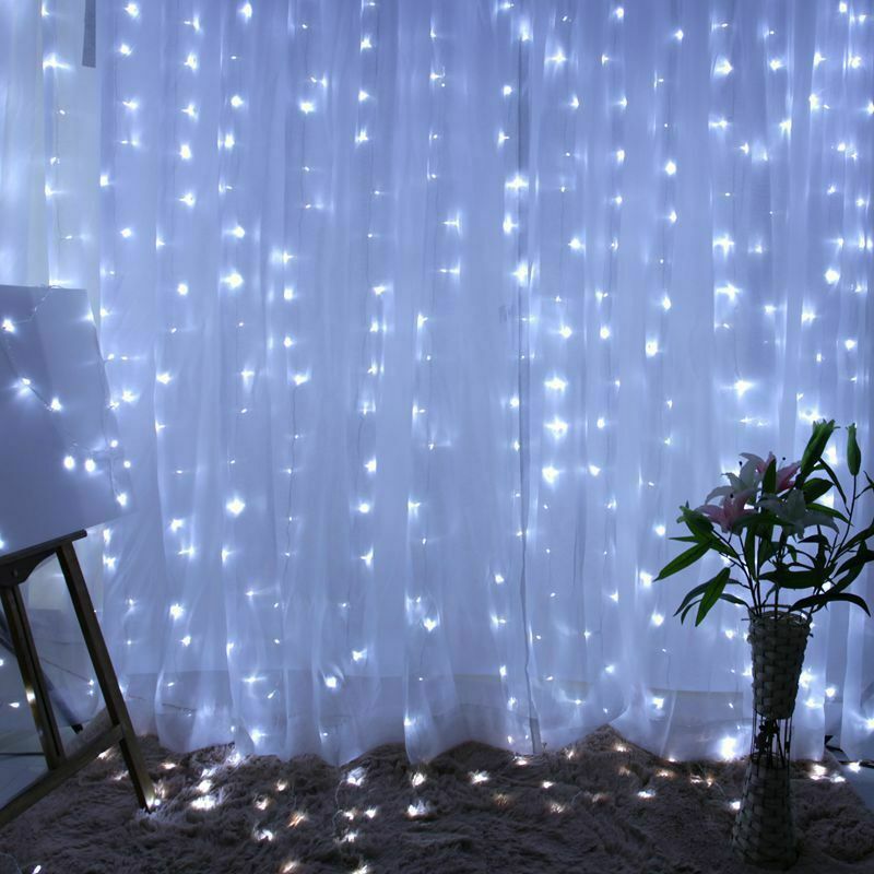 300 LED Curtain Fairy Lights String Indoor/Outdoor Backdrop Wedding Xmas Party