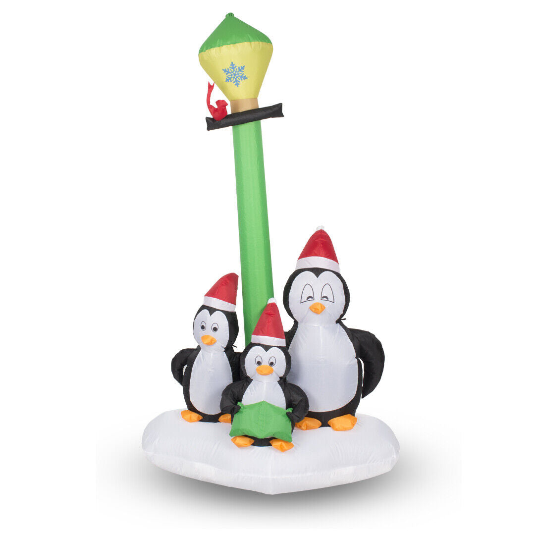 Outdoor Christmas Decoration - Inflatable Penguin Singers - 2.1m with LED Lights