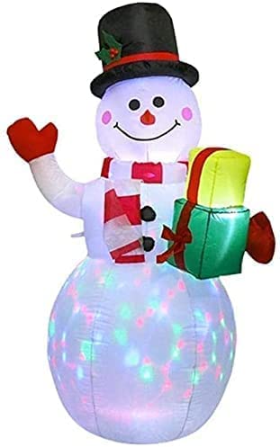 5ft Christmas Inflatables Snowman-Cute Inflatable Snowman with Rotating LED Lights Fun Blow Up Xmas Snowman for Indoor Outdoor Yard Garden Christmas Decorations