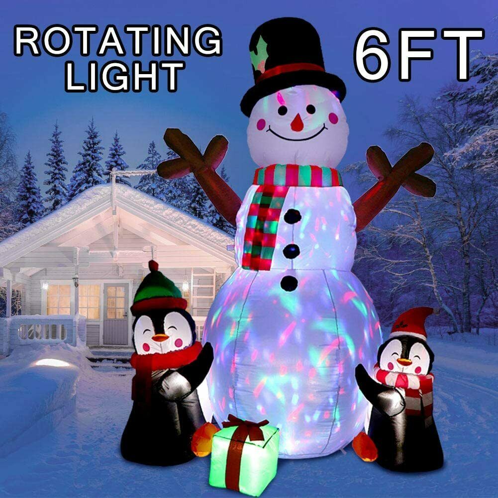 6FT Christmas Inflatable Snowman with Light Xmas Air Blown Outdoor Decoration GB