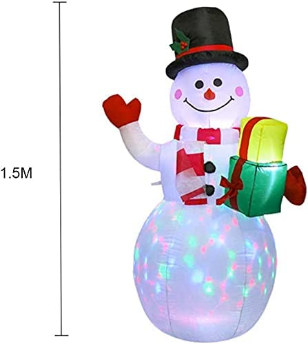 5ft Christmas Inflatables Snowman-Cute Inflatable Snowman with Rotating LED Lights Fun Blow Up Xmas Snowman for Indoor Outdoor Yard Garden Christmas Decorations