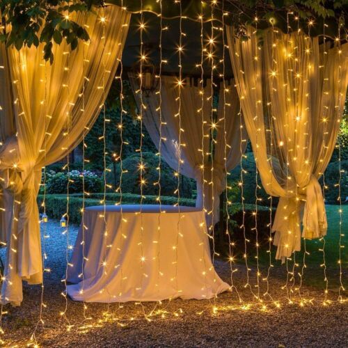 300 LED Curtain Fairy Lights String Indoor/Outdoor Backdrop Wedding Xmas Party