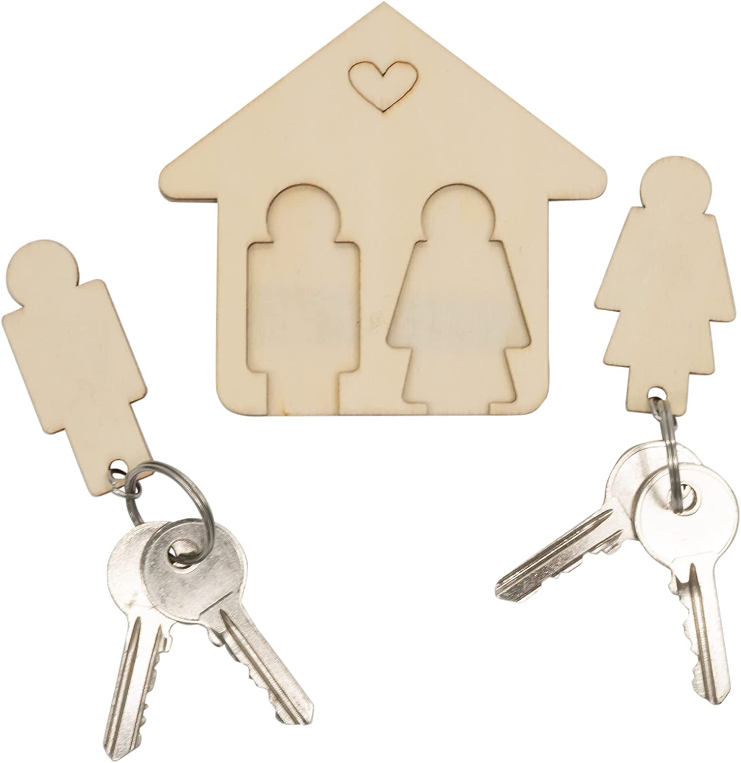 Wooden Couples Key Holder for Wall Plaque