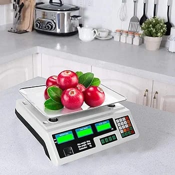 88lb Electronic Price Computing Scale, 40kg x 2g Digital Price Scale LCD Digital Commercial Food Weight Scale with Rechargeable Battery