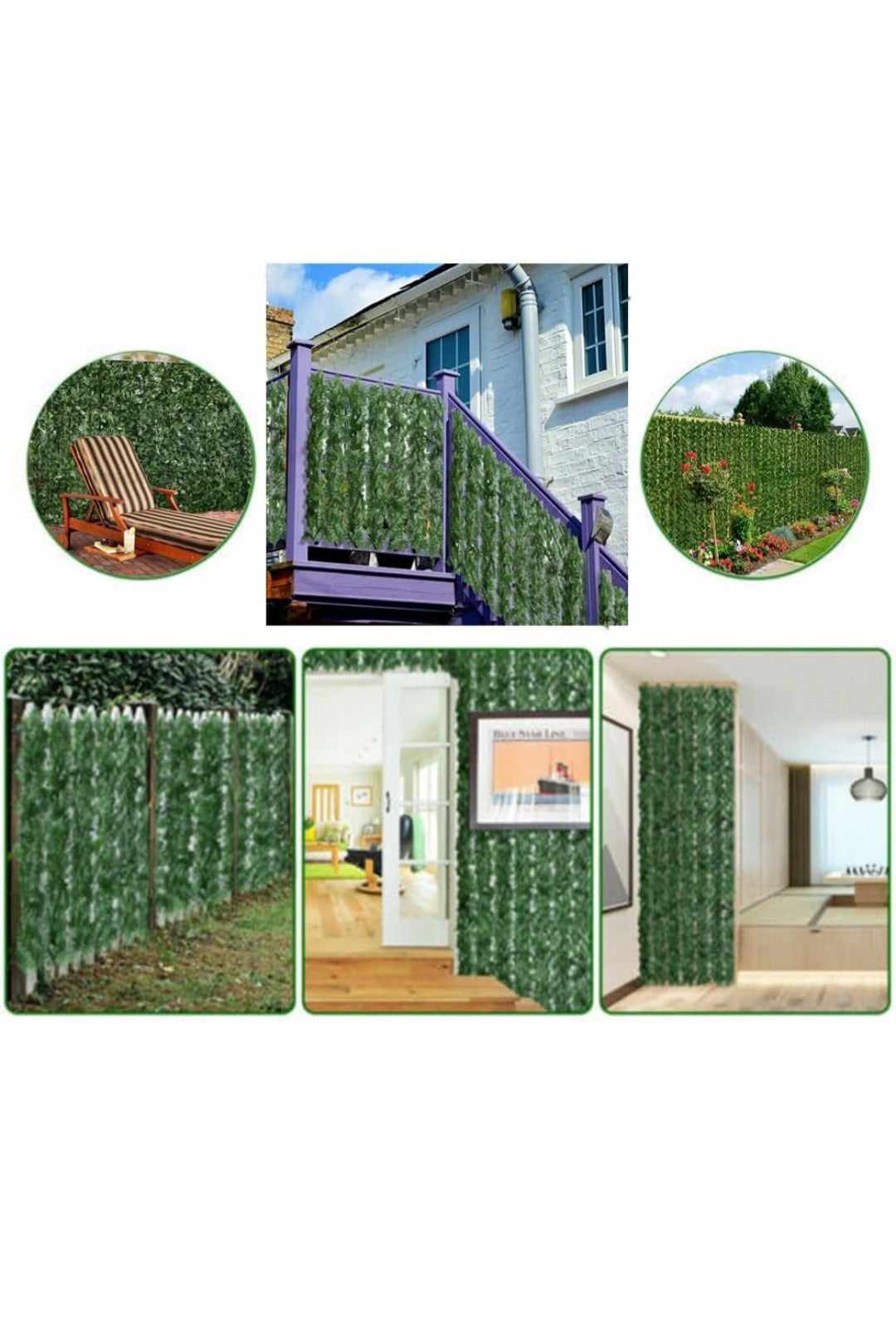 Artificial Ivy Decorative Fence,1m x 3m Artificial Ivy Privacy Fence Screen，Green Artificial Hedges Fence and Artificial Leaf Garden Screen Privacy Hedging Wall for Balcony, Garden, Outdoor Decoration