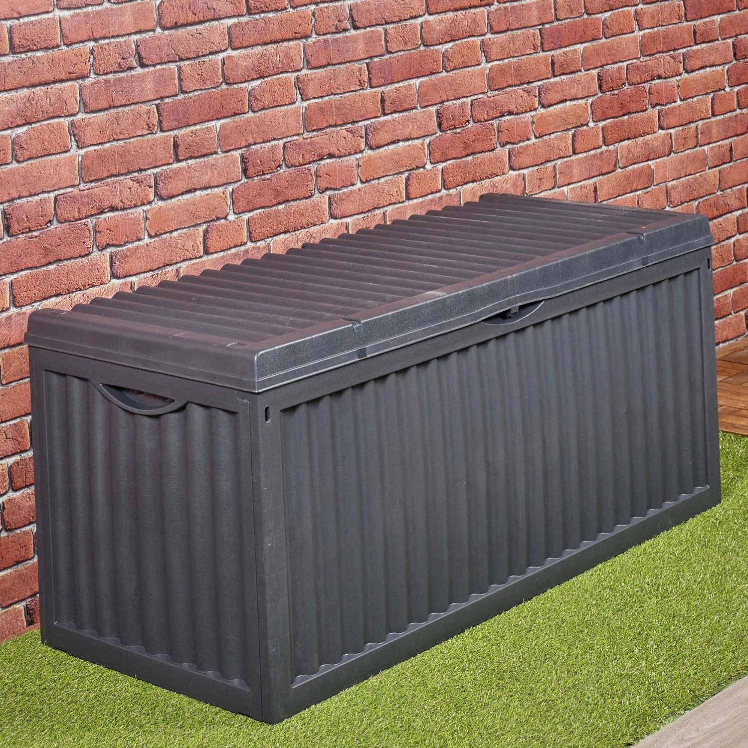 350 Litre Outdoor Storage Box Garden Patio Plastic Chest Lid Container Multibox