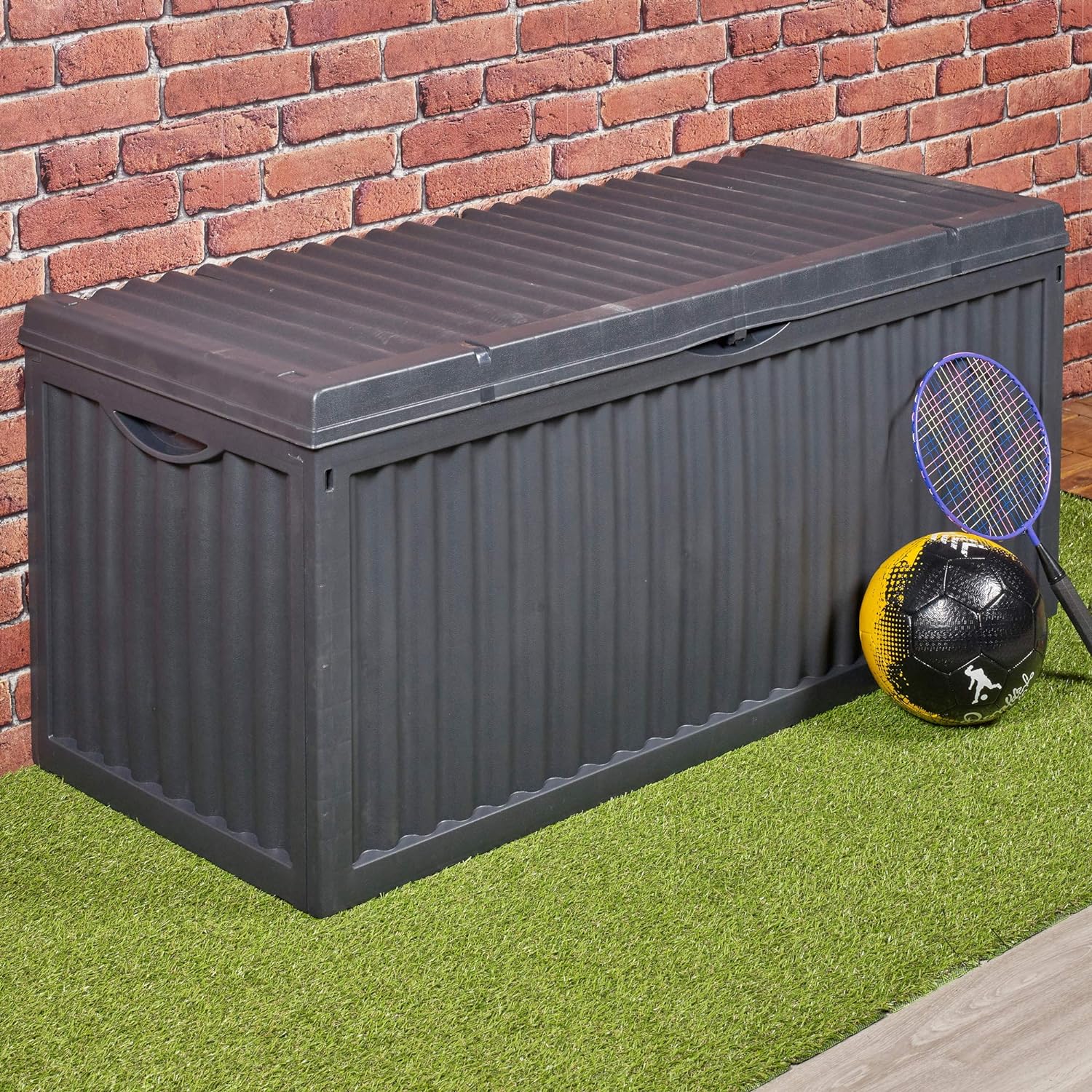 350 Litre Outdoor Storage Box Garden Patio Plastic Chest Lid Container Multibox