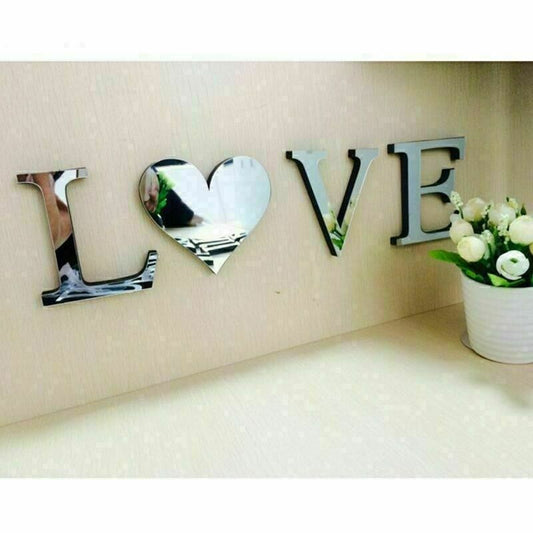 of 4 Letters Furniture Mirror Tiles "Love"