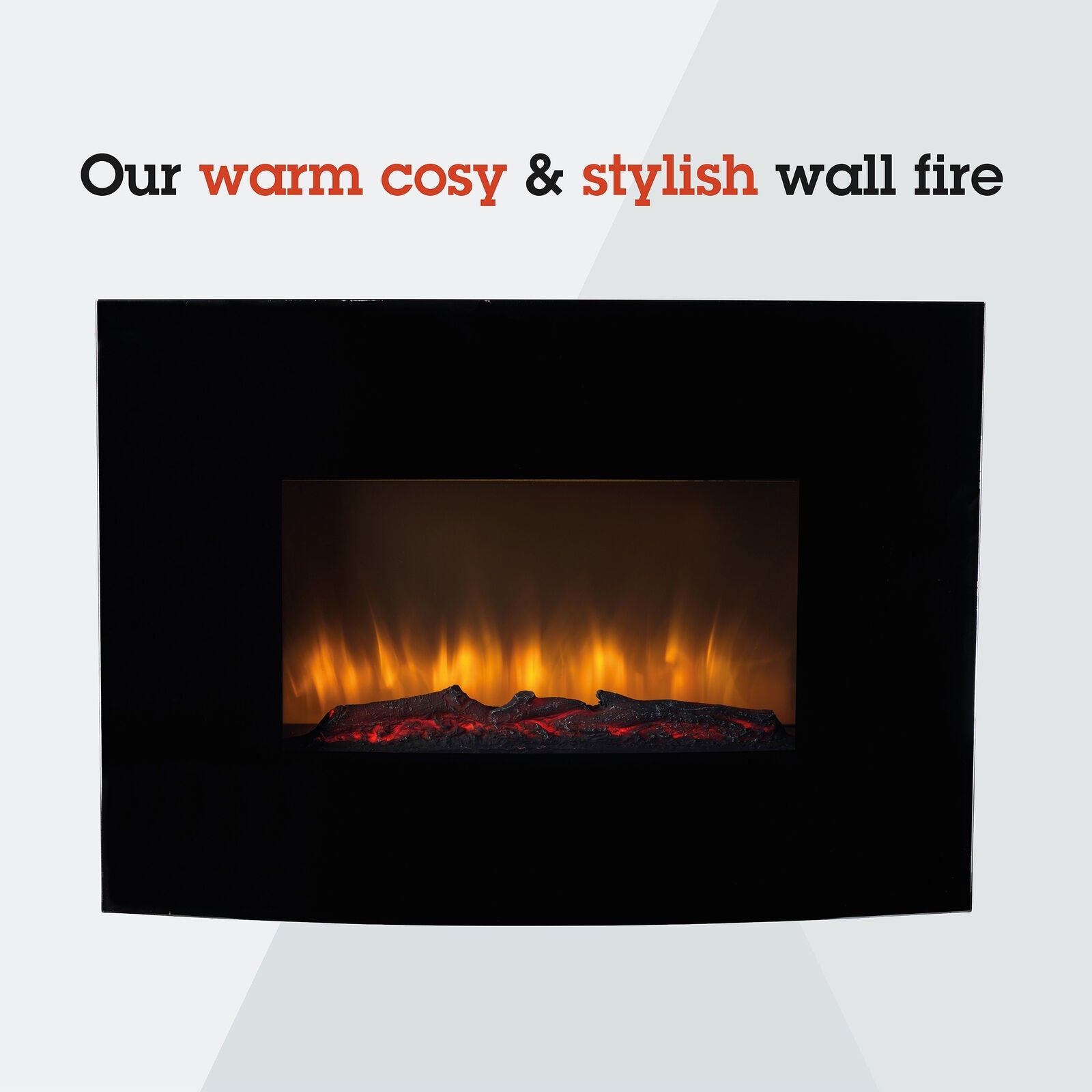 Electric Fireplace Curved Wall Fire Fan Assist Heater LED Display