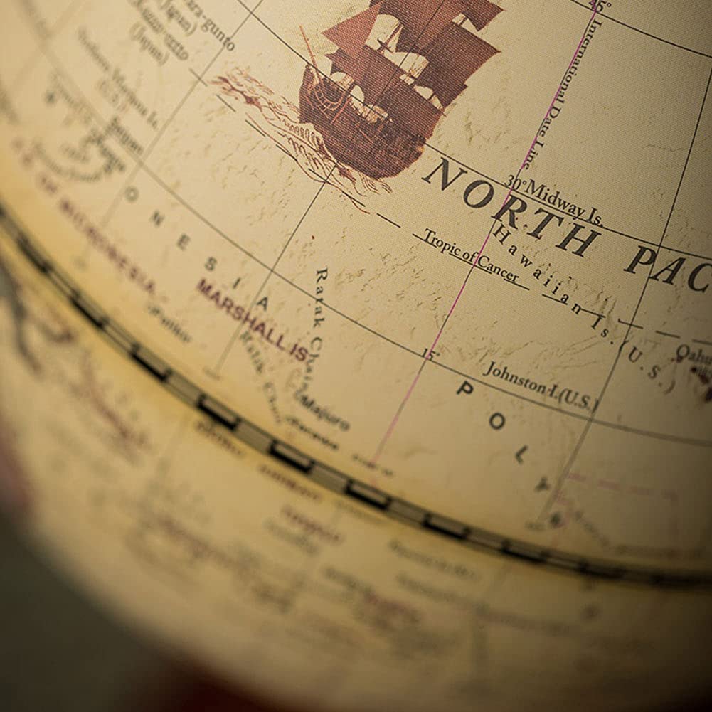 Antique Geographic Globes with A Wood Base