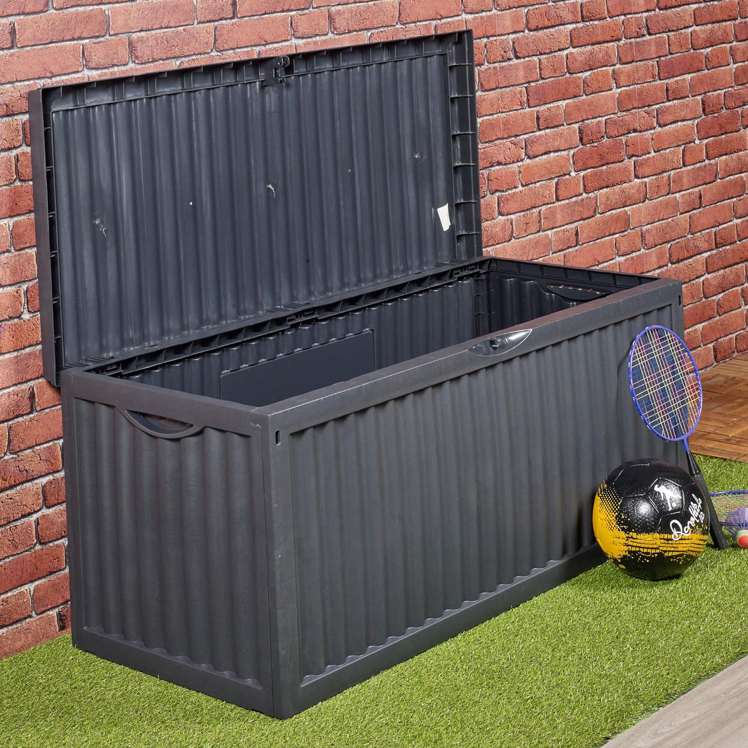 350 Litre Outdoor Storage Box Garden Patio Plastic Chest Lid Container Multibox