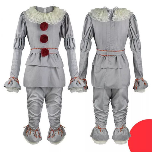 Stephen King's It Pennywise Clown Halloween Cosplay Costume Unisex Fancy Dress· Light Grey