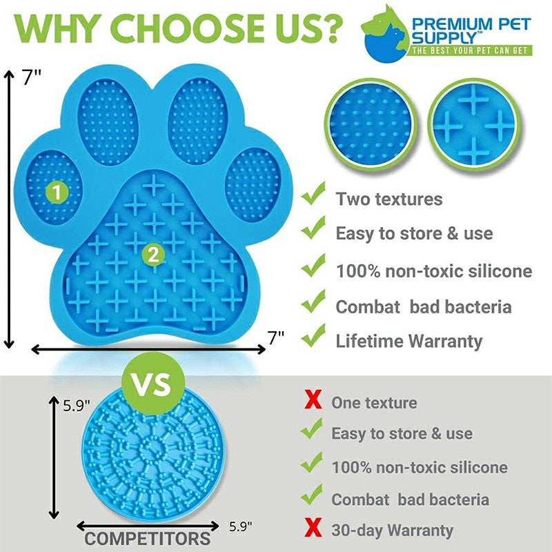 Non-Slip Silicone Dog Lick Pad Pet Food Feeder Bowl Puppy Cat Lick Mat