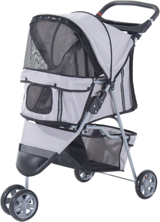 Brand new in original box 3-Wheel Pet Stroller Grey colour Zip in front secured