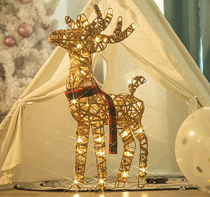 Christmas Rattan Reindeer Light up Christmas Decorations