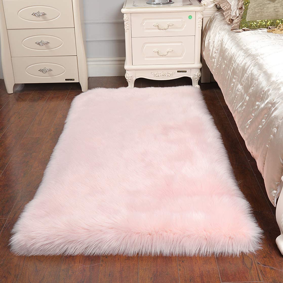 Pink Super Soft Fluffy Faux Sheepskin Rug