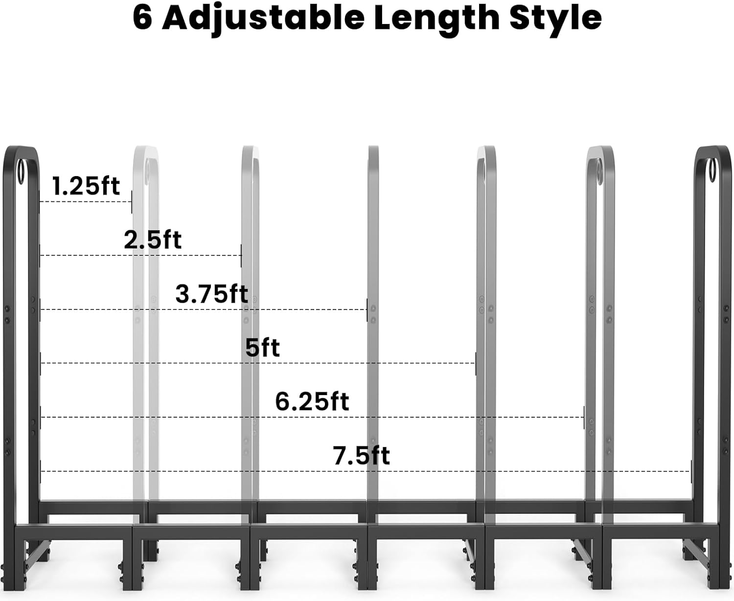 8 ft Outdoor Fire Wood Log Rack for Fireplace Heavy Duty Firewood Pile Storage Racks for Patio Deck Metal Log Holder Stand Tubular Steel Wood Stacker Outside Tools Accessories Black