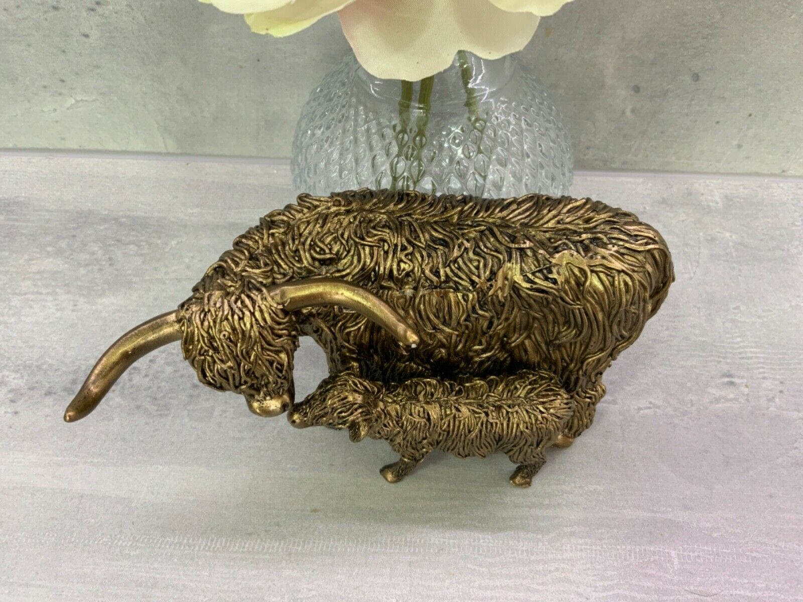 Bronzed Highland Cow And Wee Calf Ornament