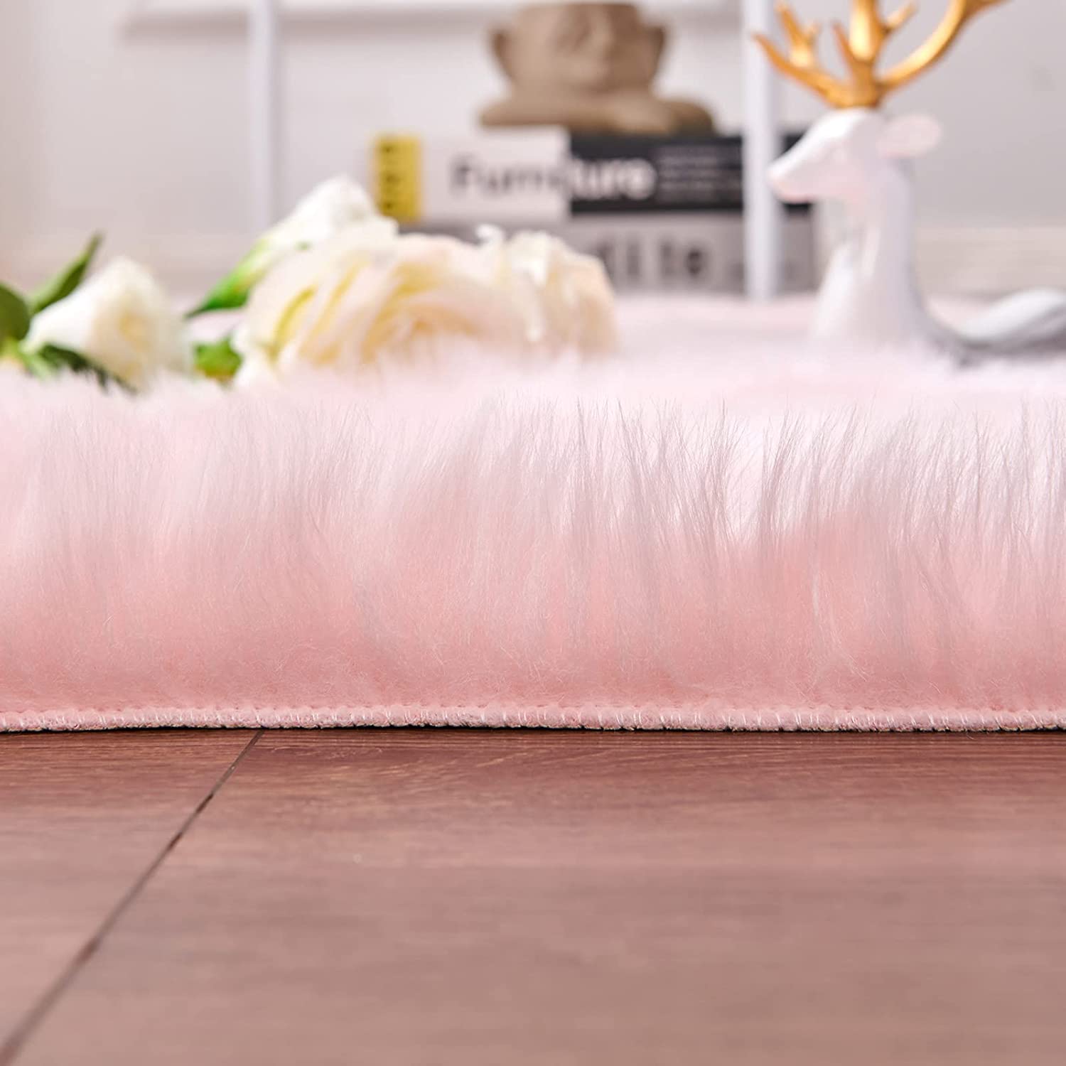 Pink Super Soft Fluffy Faux Sheepskin Rug