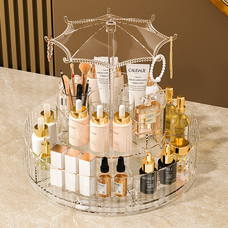 Rotating Makeup Organiser Large 360 Cosmetic Storage Box Perfume Display Stand