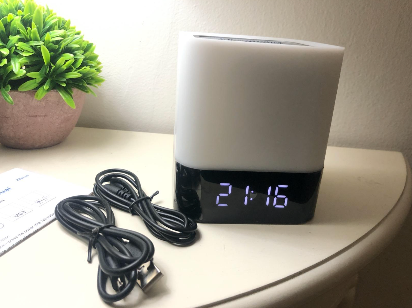 Bedside Lamp with Alarm Clock Bluetooth Speaker, Night Light Bedroom Decor RGB Color Changing LED Mood Light