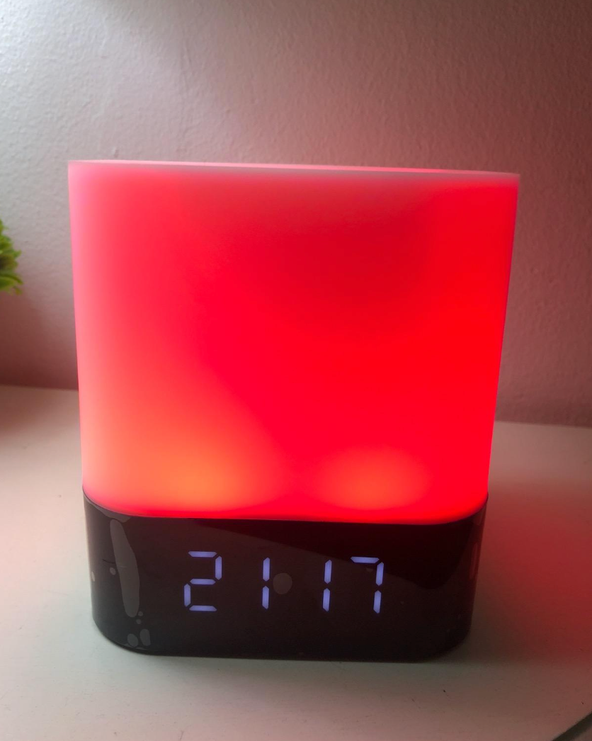 Bedside Lamp with Alarm Clock Bluetooth Speaker, Night Light Bedroom Decor RGB Color Changing LED Mood Light