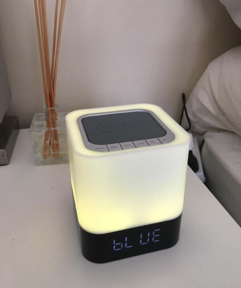 Bedside Lamp with Alarm Clock Bluetooth Speaker, Night Light Bedroom Decor RGB Color Changing LED Mood Light