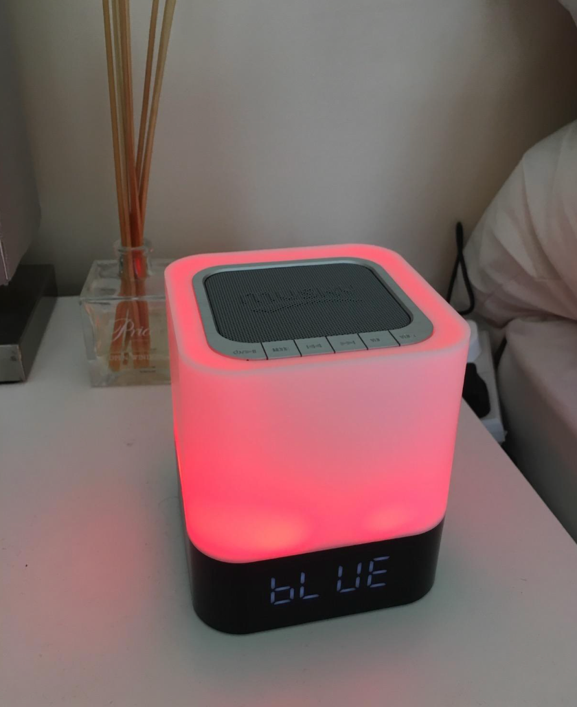 Bedside Lamp with Alarm Clock Bluetooth Speaker, Night Light Bedroom Decor RGB Color Changing LED Mood Light