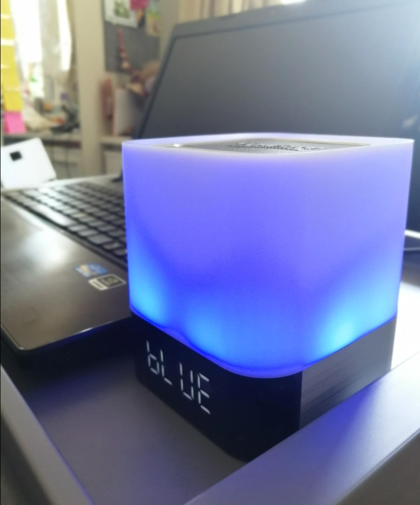 Bedside Lamp with Alarm Clock Bluetooth Speaker, Night Light Bedroom Decor RGB Color Changing LED Mood Light